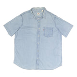 LEVI'S Mens Blue Light Wash Denim Short Sleeve Shirt XL Casual Cotton Blend