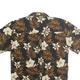 NATURAL ISSUE Mens Black & Brown Floral Cotton Shirt S Casual Hawaiian Style