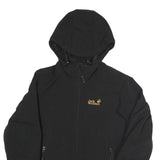 JACK WOLFSKIN Womens Black Outdoor Jacket UK 10 Polyester Blend Zip Hooded