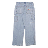 DICKIES Mens Regular Fit Light Blue Denim Jeans W32 L29 Carpenter Style Zip