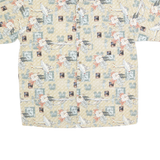 OP SPORT Mens Beige Pattern Cotton Shirt L Vintage Tropical Floral Print Casual