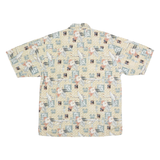 OP SPORT Mens Beige Pattern Cotton Shirt L Vintage Tropical Floral Print Casual