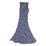 ROUGE Womens Black & Purple Floral Maxi Dress Polyester Sleeveless M Elegant