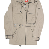 WELLENSTEYN Womens Beige Polyester Hooded Jacket S Zip Belted Plain Casual