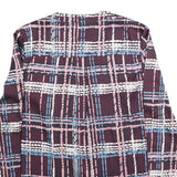 JAEGER Womens Plum Blue Pink Checked Long Sleeve Round Neck Shirt M Elegant