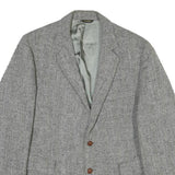 Mens Grey Herringbone Jacket M Cotton Blend Classic Button Closure Formal