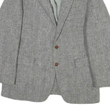 Mens Grey Herringbone Jacket M Cotton Blend Classic Button Closure Formal