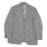 Mens Grey Herringbone Jacket M Cotton Blend Classic Button Closure Formal