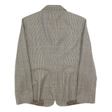 Womens Brown Grey Wool Blend Checked Button Jacket L Woven Classic Tailored