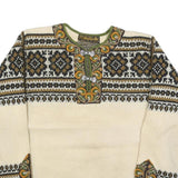 NORDSTRIKE Womens Cream Patterned Wool Jumper Round Neck Chunky Knit M Designer