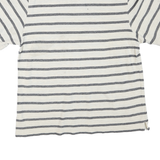 CHAPS Mens Cream & Grey Striped Short Sleeve Polo Shirt L Cotton Blend Casual