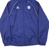 ADIDAS Mens Blue Nylon Jacket S Zip Hooded Plain Sportswear Lightweight