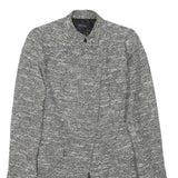 ZARA BASIC Womens Grey Button Jacket S Polyester Blend Plain Stylish Long Sleeve
