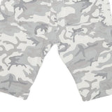 Mens Shorts Grey & White Camouflage Casual S W30 Button Fly Cotton Blend