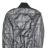 GUESS Mens Black Polyester Blend Zip Bomber Jacket M Shiny Padded Quilted