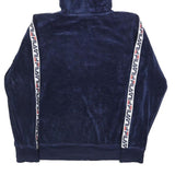 FILA Womens Navy Blue Zip Hoodie M Velvet Logo Tape Tracksuit Top