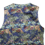 Womens Blue Button Polyester Blend Decorative Print Waistcoat XS Satin Lining