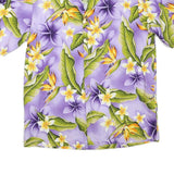 E&K Mens Purple & Green Floral Hawaiian Shirt M Cotton Blend Summer Beachwear