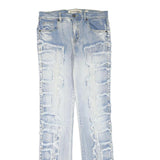 EVOLUTION IN DESIGN Womens Regular Fit Blue Denim Light Wash W30 L35 Frayed Trim