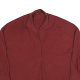 ZARA Womens Maroon Basic Long Sleeve V-Neck Top XS Lightweight