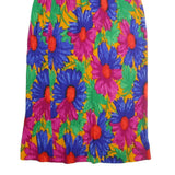 RHAPSODY Womens Yellow Floral Pleated Midi Polyester Skirt S Bright Colourful