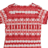 BIAGGINI Womens Red & White Printed Top Short Sleeve V-Neck M Polyester Casual