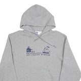 RUSSELL ATHLETIC Mens Grey Off Center Harbor Hooded Sweatshirt L Cotton Blend