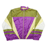 NIKE Womens Purple & Green Zip Nylon Sports Jacket M Colourblock Vintage