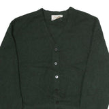 JANTZEN Womens Green Plain V-Neck Basic Knit M Button Up Jumper Polyester Blend