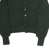 JANTZEN Womens Green Plain V-Neck Basic Knit M Button Up Jumper Polyester Blend