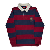 Izod Striped Rugby Shirt - Small Burgundy Cotton