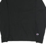 CHAMPION Mens Black Long Sleeve Crew Neck Cotton T-Shirt Size M Logo Detail