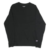 CHAMPION Mens Black Long Sleeve Crew Neck Cotton T-Shirt Size M Logo Detail