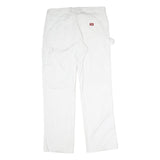 DICKIES Womens Cotton White Regular Straight Trousers W30 L39 Durable Workwear