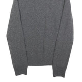 LYLE & SCOTT Mens Grey Patterned Jumper Cable Knit S Wool Blend Button Neck