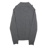 LYLE & SCOTT Mens Grey Patterned Jumper Cable Knit S Wool Blend Button Neck