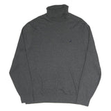 NAUTICA Mens Grey Plain Pullover Roll Neck Basic Knit XL Cotton Blend Jumper