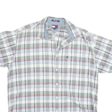 TOMMY HILFIGER Mens White Green Red Checked Shirt XL Casual Cotton Blend