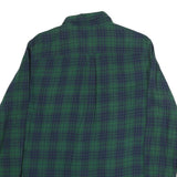 CHAPS Mens Green & Blue Check Shirt M Classic Cotton Button Down Collar Long