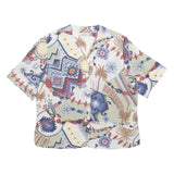 BETTY BARCLAY Womens Blue Beige Printed Button Shirt Short Sleeve UK 18 Silk Top