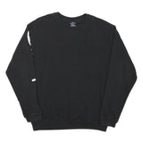 CHAMPION Mens Black Crew Neck S Cotton Blend Sweatshirt Sleeve Logo