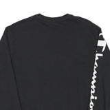 CHAMPION Mens Black Crew Neck S Cotton Blend Sweatshirt Sleeve Logo