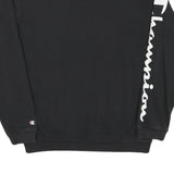 CHAMPION Mens Black Crew Neck S Cotton Blend Sweatshirt Sleeve Logo