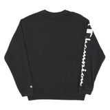 CHAMPION Mens Black Crew Neck S Cotton Blend Sweatshirt Sleeve Logo