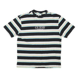 GUESS Mens Black & White Striped Graphic T-Shirt M Short Sleeve Crew Neck Cotton