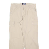 SEA BARRIER Womens Cotton Blend Beige Relaxed Straight Trousers W34 L30 Pocket