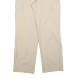 SEA BARRIER Womens Cotton Blend Beige Relaxed Straight Trousers W34 L30 Pocket