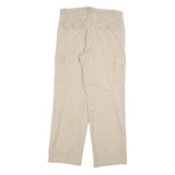 SEA BARRIER Womens Cotton Blend Beige Relaxed Straight Trousers W34 L30 Pocket