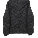 NAUTICA Womens Black Quilted Jacket S Polyester Blend Hooded Zip Closure