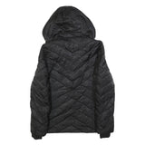 NAUTICA Womens Black Quilted Jacket S Polyester Blend Hooded Zip Closure